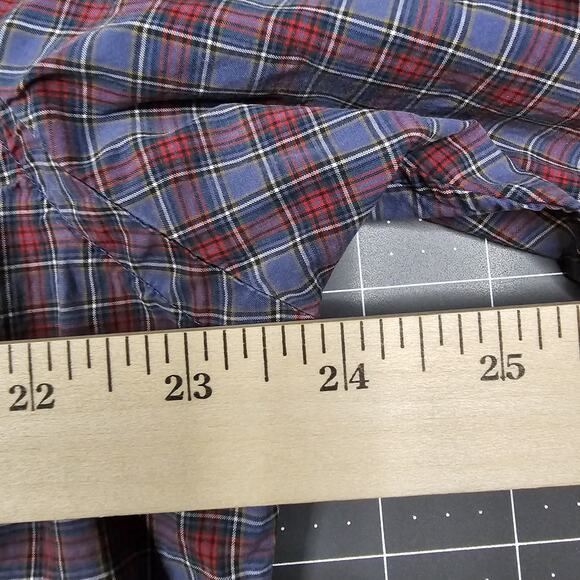 Polo Ralph Lauren Shirt Large Blue Red Tartan Plaid Preppy Academia Ivy League - Picture 9 of 11